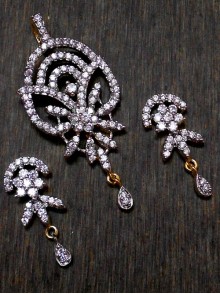 CZ Pendant With Earrings